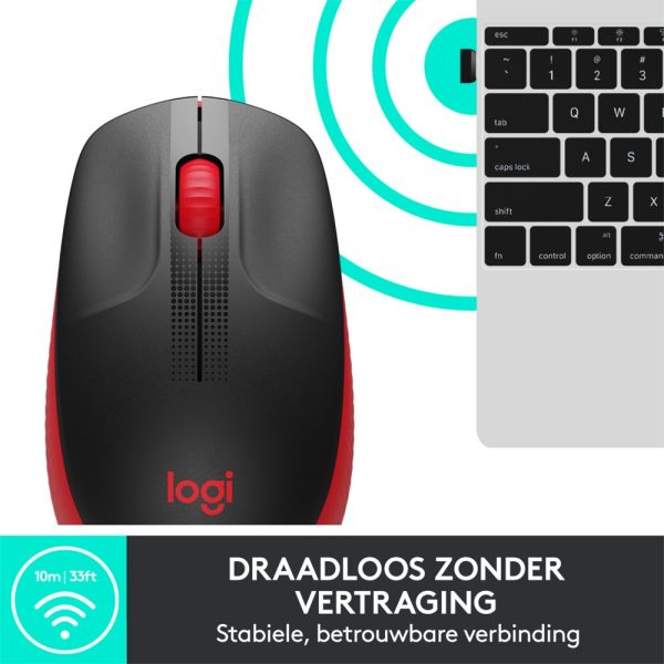 Logitech M190 Draadloze Muis - Rood - Afbeelding 4