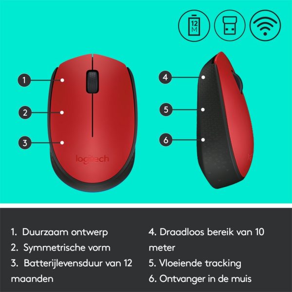 Logitech M171 muis Ambidextrous RF Draadloos Optisch 1000 DPI - Afbeelding 9