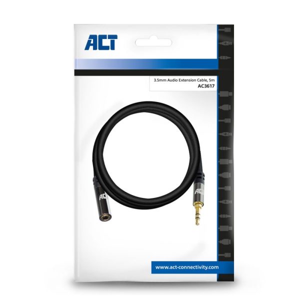 ACT AC3617 audio kabel 5 m 3.5mm Zwart - Afbeelding 3