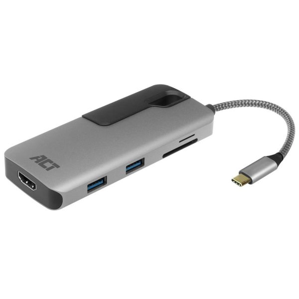 ACT AC7021 USB-C naar HDMI female adapter met PD Pass-Through, 4K, USB-A , USB-C port, kaartlezer - Afbeelding 4