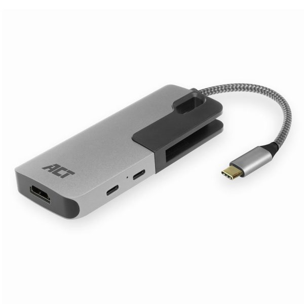 ACT AC7021 USB-C naar HDMI female adapter met PD Pass-Through, 4K, USB-A , USB-C port, kaartlezer - Afbeelding 3