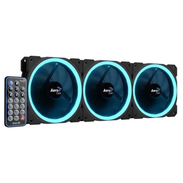 Aerocool Orbit RC 3x120MM RGB/GAMING +Remote 14.1dB/ RGB - Afbeelding 7