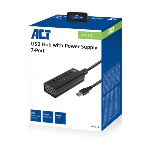 ACT AC6315 interface hub USB 3.2 Gen 1 (3.1 Gen 1) Type-A 5000 Mbit/s Zwart - Afbeelding 5