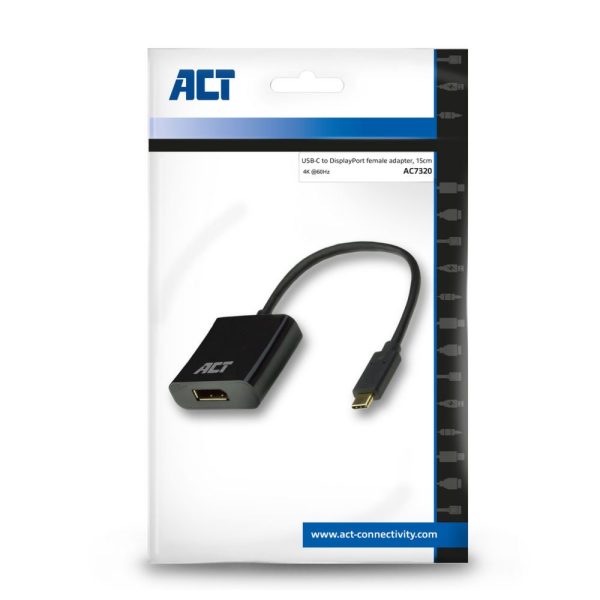 ACT AC7320 video kabel adapter 0,15 m USB Type-C DisplayPort Zwart - Afbeelding 7