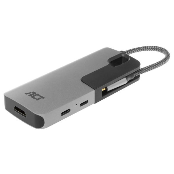 ACT AC7021 USB-C naar HDMI female adapter met PD Pass-Through, 4K, USB-A , USB-C port, kaartlezer - Afbeelding 5