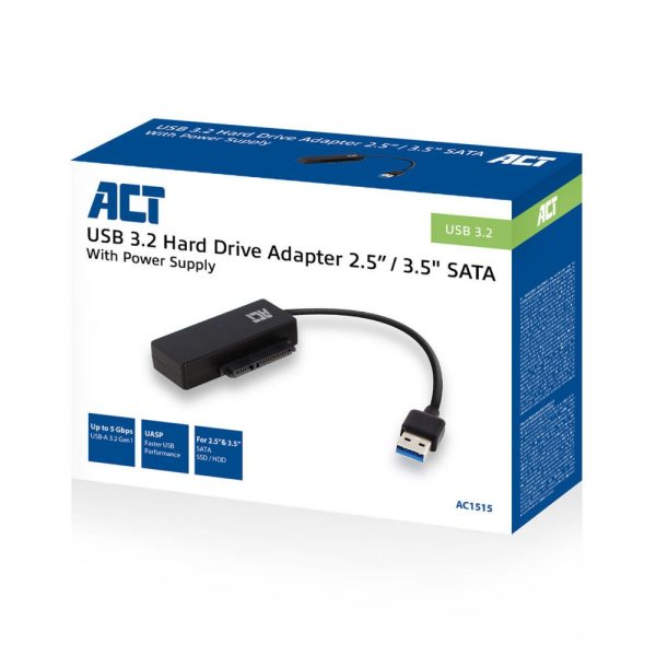 ACT 2,5 inch en 3,5 inch SATA HDD SSD naar USB 3.2 Gen1 adapter - Afbeelding 4