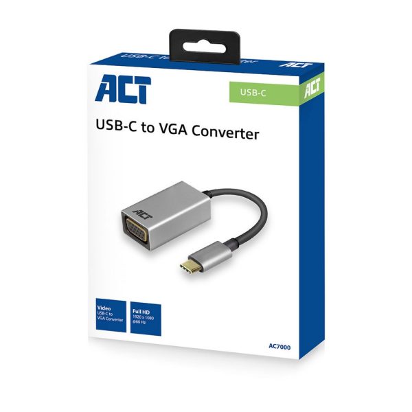 ACT AC7000 USB-C naar VGA female adapter, kabellengte 0.15m, aluminium behuizing - Afbeelding 5