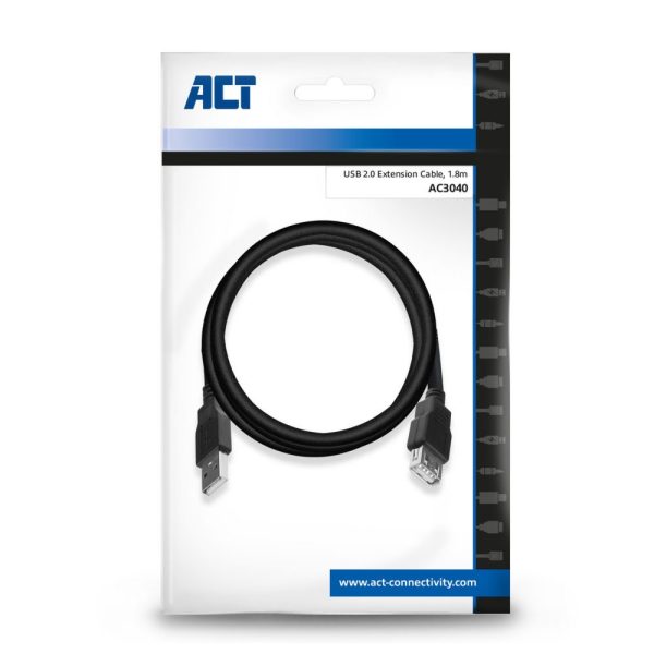 ACT AC3040 USB-kabel 1,8 m USB 2.0 USB A Zwart - Afbeelding 5