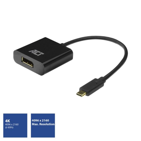 ACT AC7320 video kabel adapter 0,15 m USB Type-C DisplayPort Zwart - Afbeelding 3