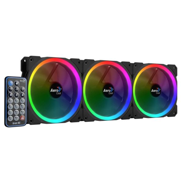 Aerocool Orbit RC 3x120MM RGB/GAMING +Remote 14.1dB/ RGB - Afbeelding 8