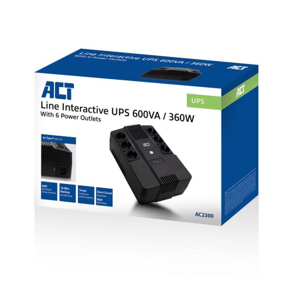 ACT AC2300 UPS Line-interactive 600VA 360 W - Afbeelding 4