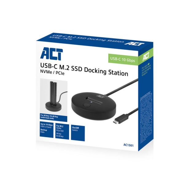 ACT AC1501 basisstation voor opslagstations USB 3.2 Gen 2 (3.1 Gen 2) Type-C Zwart - Afbeelding 4