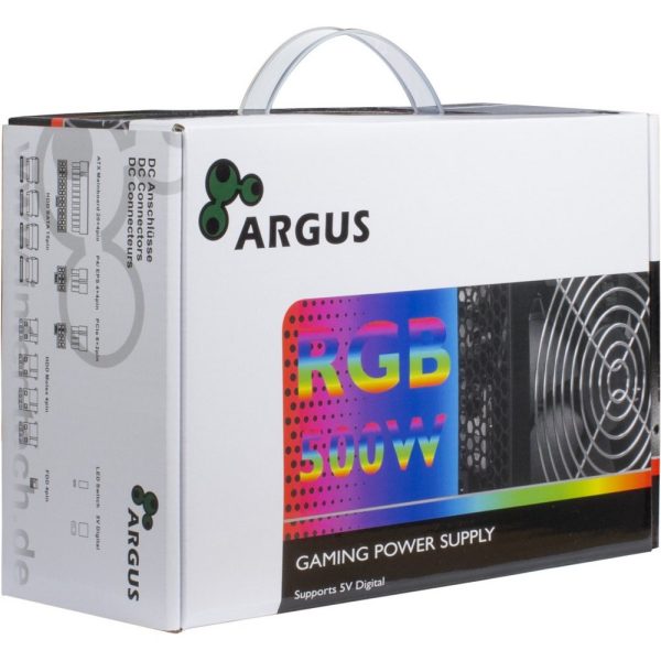 Inter-Tech Argus RGB-500W II power supply unit 20+4 pin ATX Zwart - Afbeelding 3