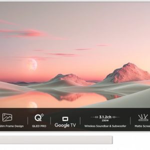 TCL NXTFRAME 55A300W Pro Wit 55" | Ultra HD 4K QLED Smart TV | Draadloze Soundbar en Subwoofer | Google TV + Wifi | HDR10+ | 120Hz | Refurbished Gold