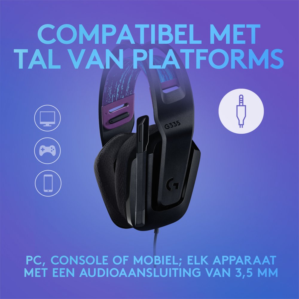 Logitech G335 | On-Ear Gaming Headset 3,5mm Connector | Zwart - Afbeelding 5